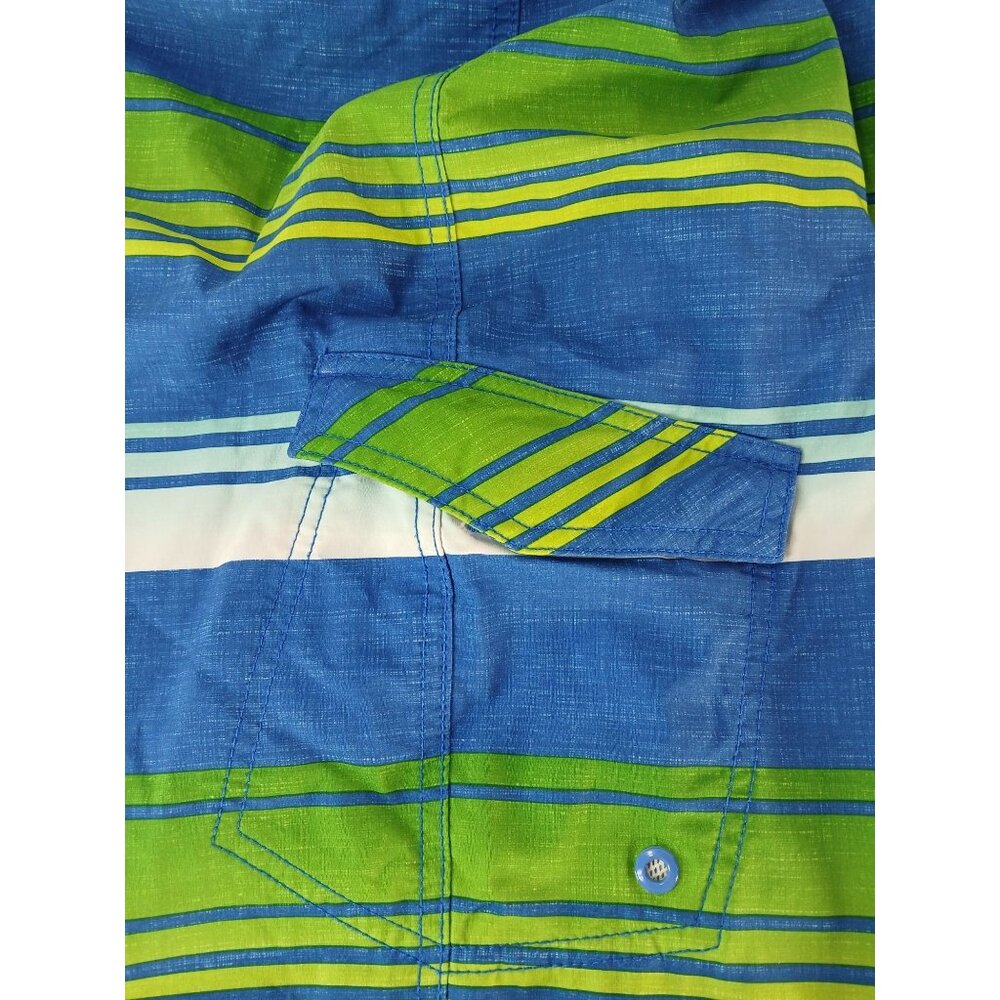 Killer Dana Mens Blue Green Ombre Striped Swim Board Shorts Size 34 Pocket - Picture 8 of 13
